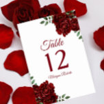 Tarjeta De Mesa Romántico Boda de la Rosa Roja de Borgoña o Quince<br><div class="desc">Boda romántico de la rosa roja borgoña o números de la tarjeta de mesa Quinceanera Ver Nicho y Nest store para Set. Diseño cortesía de: https://www.etsy.com/shop/SmallHouseBigPony</div>