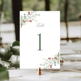Tarjeta De Mesa Romántico Boda de la vegetación de invierno