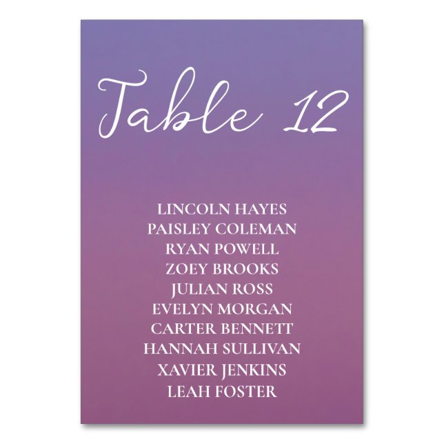 Tarjeta De Mesa Romántico boda de montañas nevadas púrpura (Reverso)