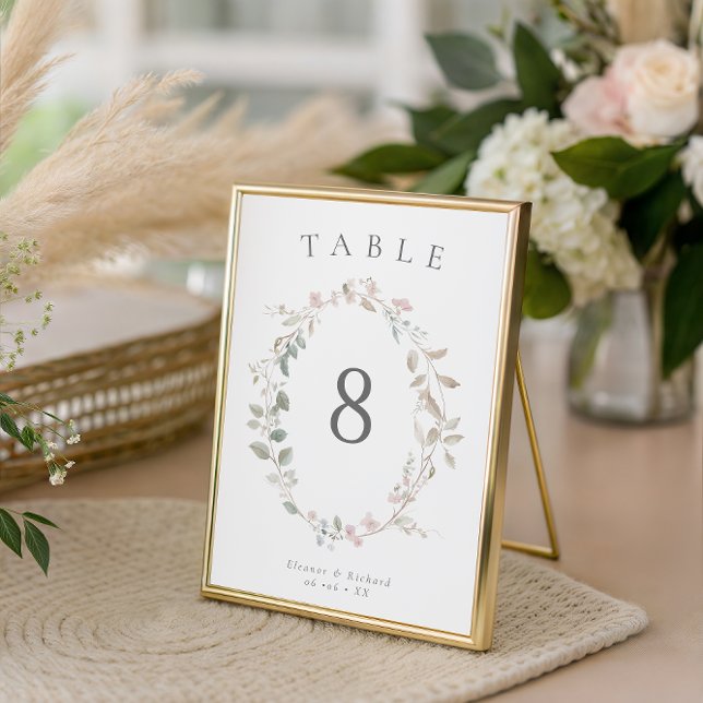 Tarjeta De Mesa Romántico Delicado Boda Rubor Floral Wreath (Subido por el creador)
