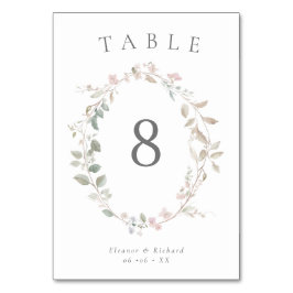 Tarjeta De Mesa Romántico Delicado Boda Rubor Floral Wreath