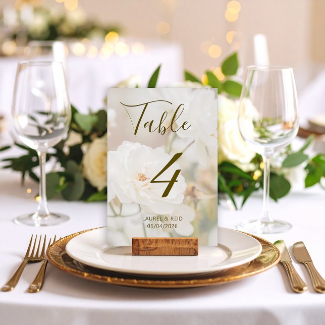Tarjeta De Mesa Romántico Faded White Roses Foto Matrimonio person (Subido por el creador)