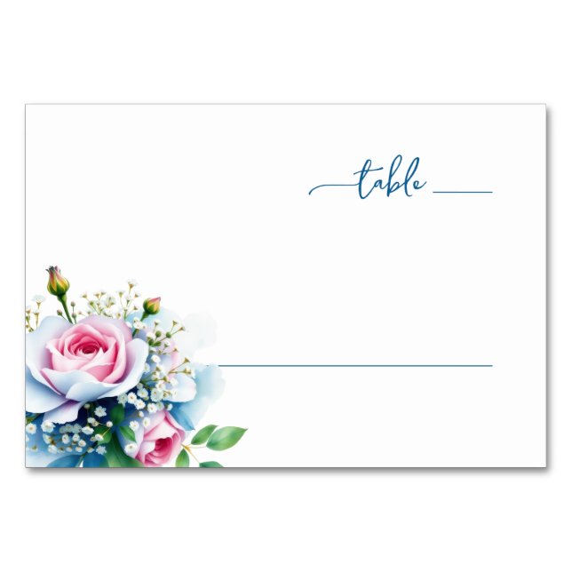 Tarjeta De Mesa Romántico Floral Pastel Acuarela (Anverso)