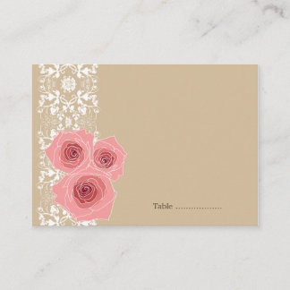 Tarjeta De Mesa Romántico Roses rosados Damasco Moda de encaje Fie