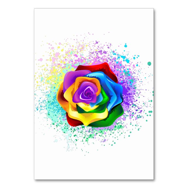 Tarjeta De Mesa Rosa Arcoíris Colorida (Anverso)