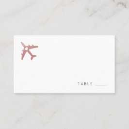Tarjeta De Mesa Rosa Avión de Oro Viaje con tema plano