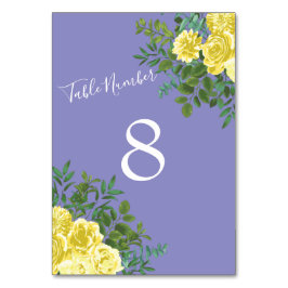 Tarjeta De Mesa Rosa azul claro amarillo y perwinkle Boda floral