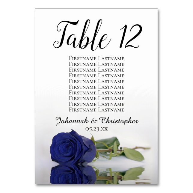 Tarjeta De Mesa Rosa azul de la Marina Elegante Cuadro de asientos (Anverso)