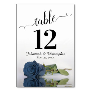 Tarjeta De Mesa Rosa azul turbio reflejante Boda elegante