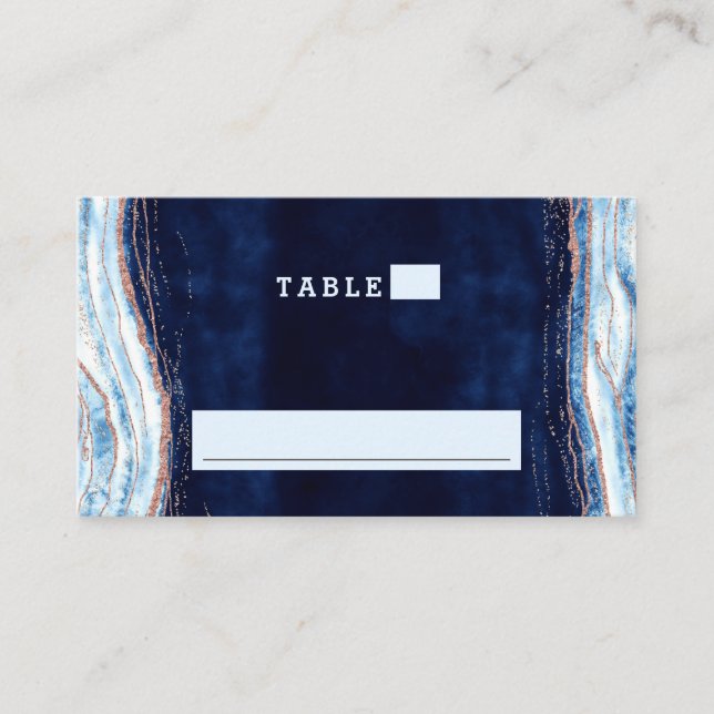 Tarjeta De Mesa Rosa azul zafiro oro Geode Boda número de tabla (Anverso)