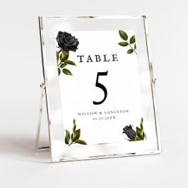 Tarjeta De Mesa Rosa Boda de Halloween gótico