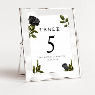 Tarjeta De Mesa Rosa Boda de Halloween gótico