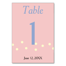 Tarjeta De Mesa Rosa Boda de puntos de polka azul