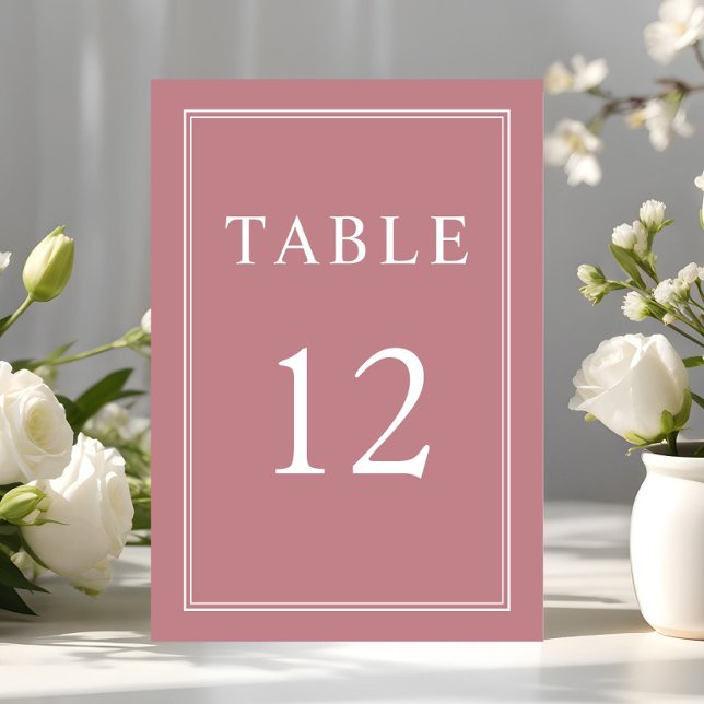 Tarjeta De Mesa Rosa Boda formal elegante y moderno (Modern Elegant Formal Dusty Rose Wedding Table Number)