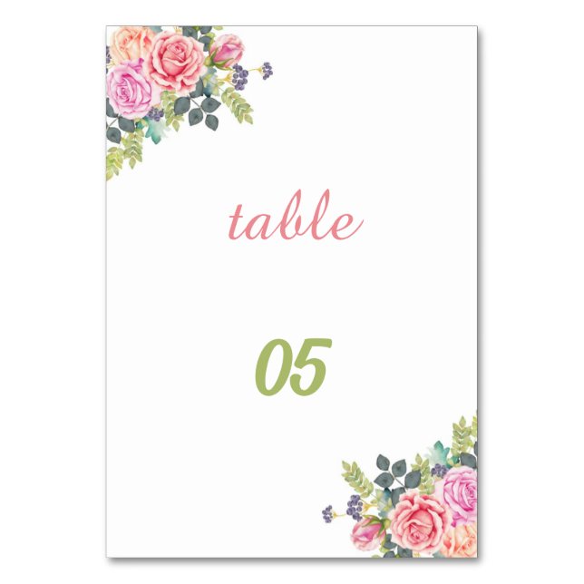 Tarjeta De Mesa Rosa Boda personalizado (Anverso)