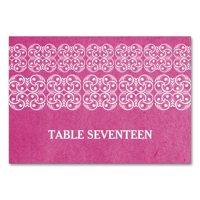 Tarjeta de mesa rosa bohemia moderna (Anverso)