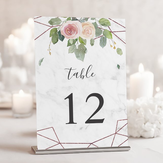 Tarjeta De Mesa Rosa Bohemio Boda de acuarela geométrica de oro (Subido por el creador)
