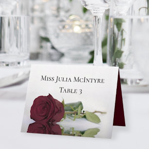 Tarjeta De Mesa Rosa Borgoña Elegante Boda DIY Fold Place Card