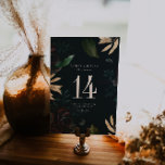 Tarjeta De Mesa Rosa Borgoña Oscuro | Número de tabla del Boda de<br><div class="desc">Los números de la tabla mejoran el aspecto de su tabulación y le ponen el toque final en su día especial. Impresión personalizada de texto de los nombres o números de sus tablas. Con hermosos florales amorosos con acentos dorados sobre un fondo negro oscuro. El morado oscuro y el oro...</div>