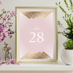 Tarjeta De Mesa Rosa con polvo geométrico Boda Gatsby de oro rosa<br><div class="desc">Un diseño formal y elegante para los números de su tabla boda para un boda inspirado en boho. Revive la tendencia de Gran Gatsby con este diseño - Este moderno número de mesa le dará a su boda el aspecto ideal para su día especial. Antiguo Faux Gold por debajo y...</div>
