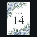 Tarjeta De Mesa Rosa de Boho Floral Elegante Azul Dusty Boda Rústi<br><div class="desc">El diseño presenta una elegante vegetación acuática con elementos florales de color azul polvoriento y azul intenso</div>