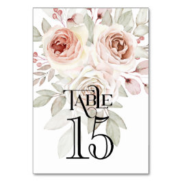 Tarjeta De Mesa Rosa de color de agua romántica recepción de boda