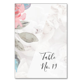 Tarjeta De Mesa Rosa de flores de acuarela floral peony boda