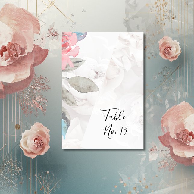 Tarjeta De Mesa Rosa de flores de acuarela floral peony boda (Subido por el creador)