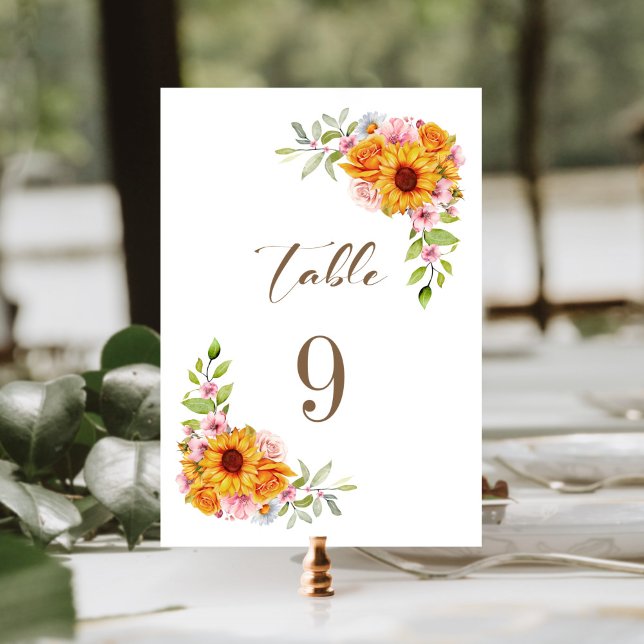 Tarjeta De Mesa Rosa de girasol Boda floral Número de tabla (Subido por el creador)