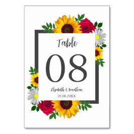 Tarjeta De Mesa Rosa de girasol Daisy Autumn Boda floral