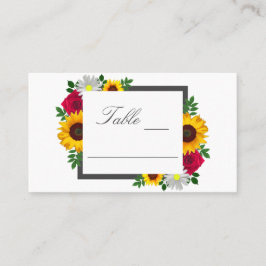 Tarjeta De Mesa Rosa de girasol Daisy Autumn Boda floral