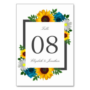 Tarjeta De Mesa Rosa de girasol Daisy Floral Boda