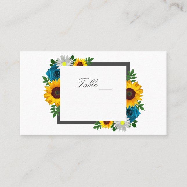 Tarjeta De Mesa Rosa de girasol Daisy Floral Boda (Anverso)