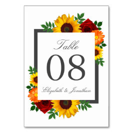 Tarjeta De Mesa Rosa de girasol del atardecer Boda floral