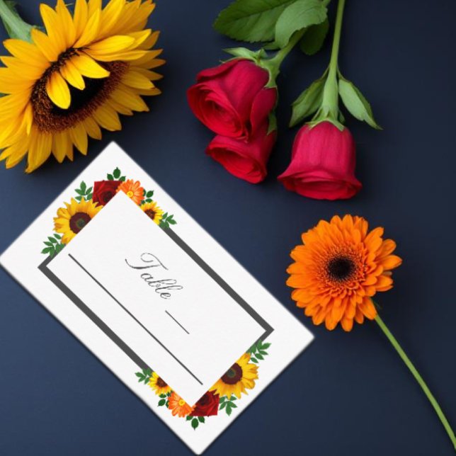 Tarjeta De Mesa Rosa de girasol del atardecer Boda floral (Subido por el creador)