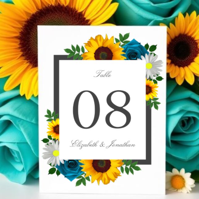 Tarjeta De Mesa Rosa de Girasol Flor de Novia Daisy (Subido por el creador)