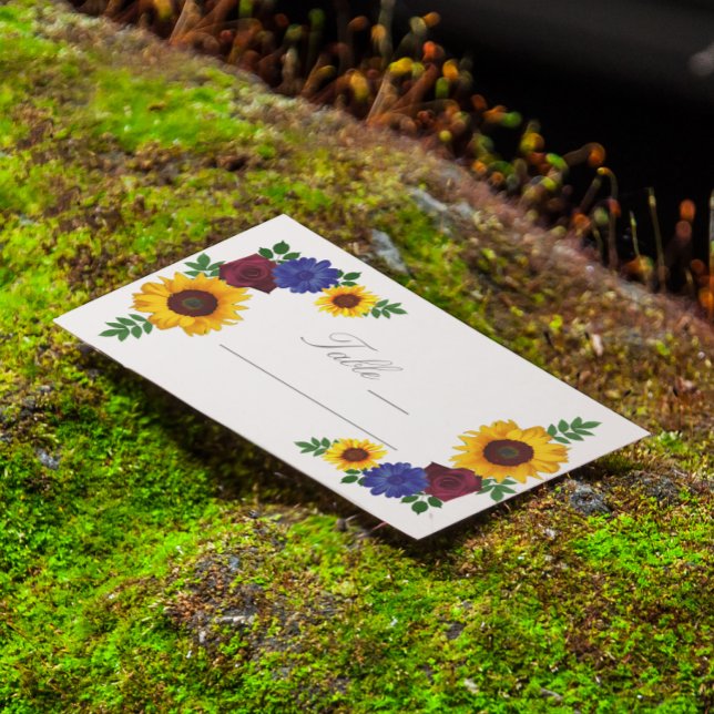 Tarjeta De Mesa Rosa de girasol Floral Boda Place Card (Subido por el creador)