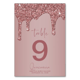 Tarjeta De Mesa Rosa de lujo Purpurina de oro Dris Quinceanera