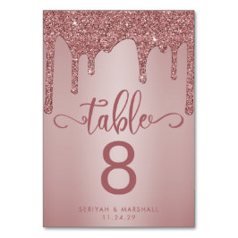 Tarjeta De Mesa Rosa de moda Boda Purpurina de oro