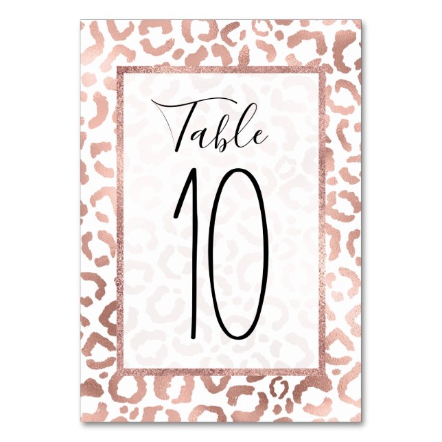 Tarjeta De Mesa Rosa de moda Leopardo de oro Impresión de animales (Anverso)