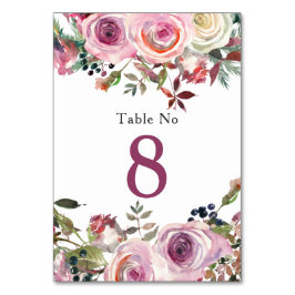 Tarjeta de mesa Rosa  de Moda morada Boda floral