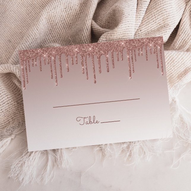 Tarjeta De Mesa Rosa de moda Purpurina de oro  de goteo Fiesta pla (Subido por el creador)