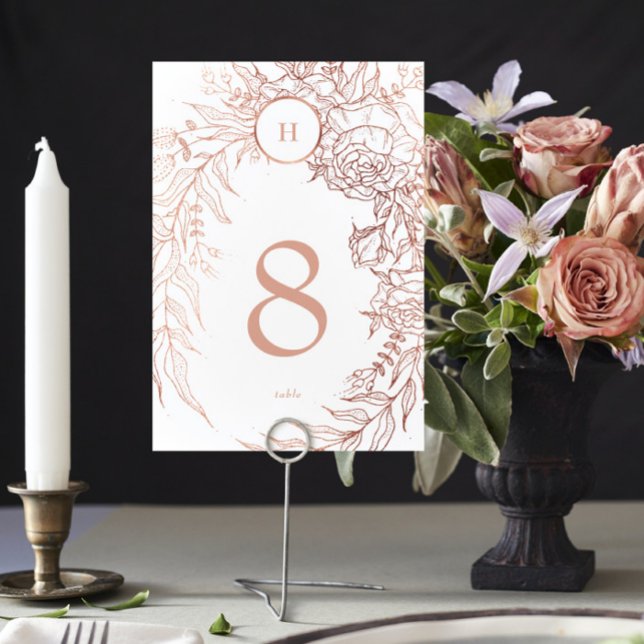 Tarjeta De Mesa Rosa de oro editable Boda de Wreath Personalizado (Subido por el creador)