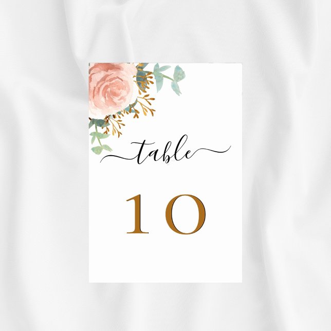 Tarjeta De Mesa Rosa de oro eucalipto vegetación floral (Subido por el creador)