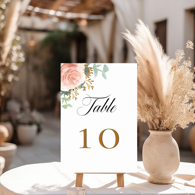 Tarjeta De Mesa Rosa de oro eucalipto vegetación floral (Subido por el creador)