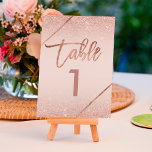 Tarjeta De Mesa Rosa de purpurina de oro guión número de tabla ros<br><div class="desc">Tipografía de oro rosa sobre personalizable rosa rosa rosa rosa rosa rosa rosa color de purpurina oscuro y rosa falso rayas geométricas de oro número de tabla boda ,  perfecto para una boda elegante en la playa, </div>