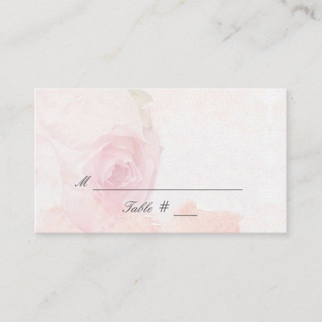 Tarjeta De Mesa Rosa de Rubor al Acuarela | Boda (Anverso)