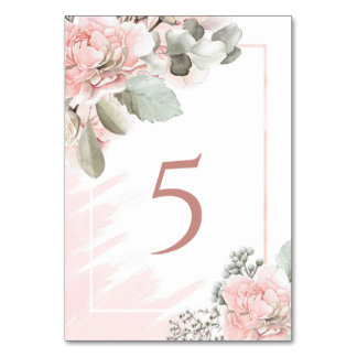 Tarjeta De Mesa rosa de Rubor polvo floral rosa boda boho moda