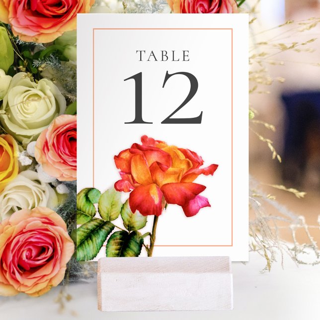 Tarjeta De Mesa Rosa de té híbrido naranja boda rojo (Subido por el creador)