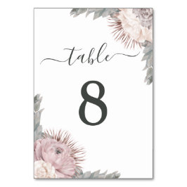 Tarjeta De Mesa Rosa Dusty Boho Boda Flores Secas Florales